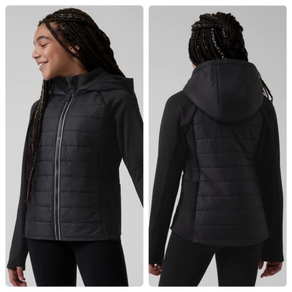 Athleta Half Time Hybrid Jacket Puffer Coat Black NWT Large L 12 NEW